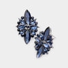 Navy Marquise Round Stone Cluster Pageant Earrings |  Prom Earrings