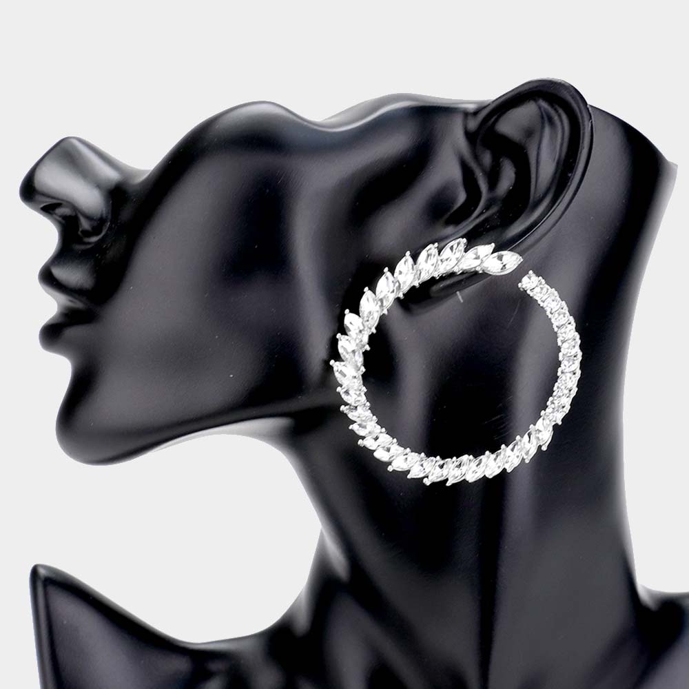 Elegant Clear Marquise Crystal Circle Pageant Earrings  | Prom Earrings 