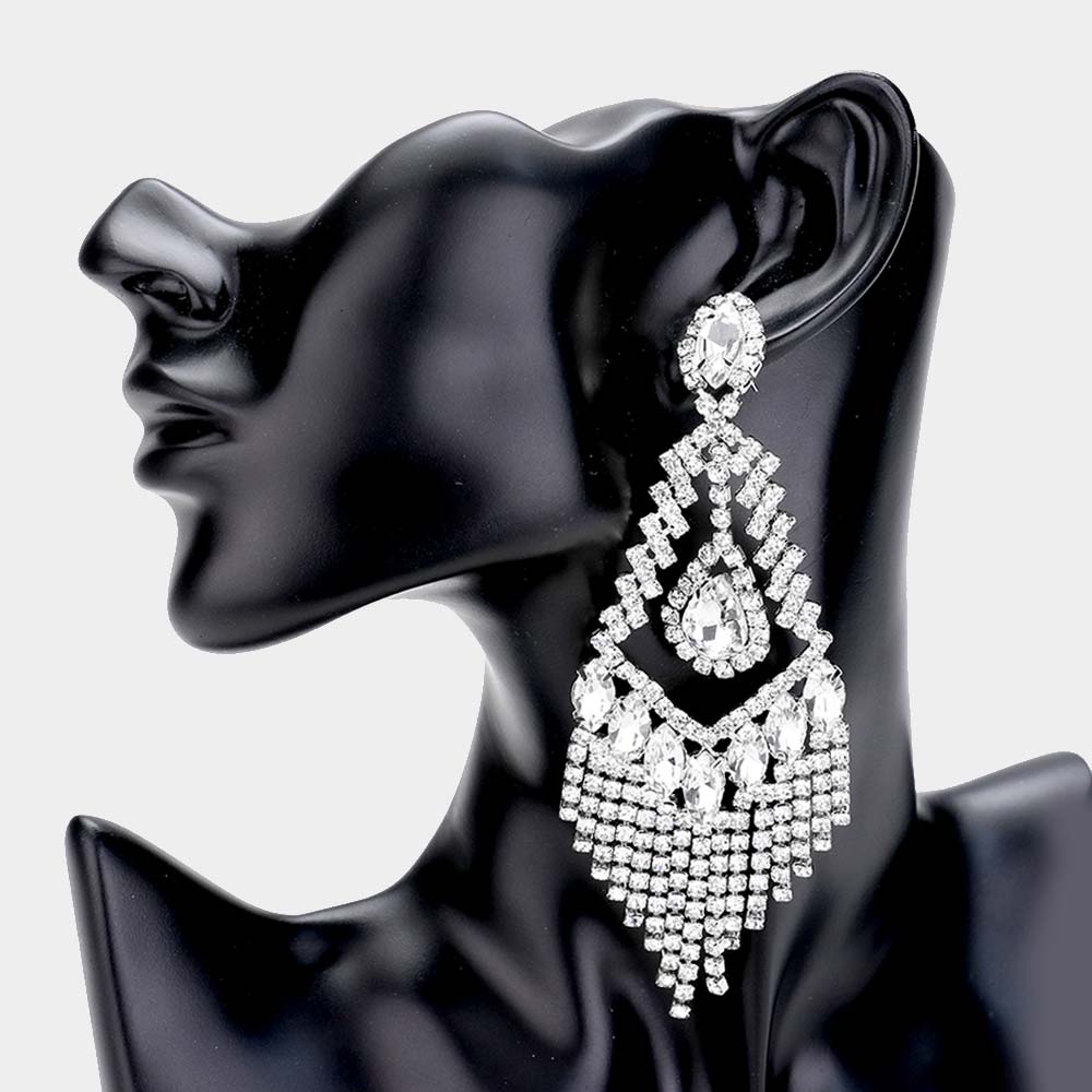 Lightweight Clear Crystal Chandelier Pageant Earrings | Prom Earrings