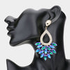 Elegant Marquise Blue AB Crystal Cluster Chandelier Pageant Earrings / Prom Earrings