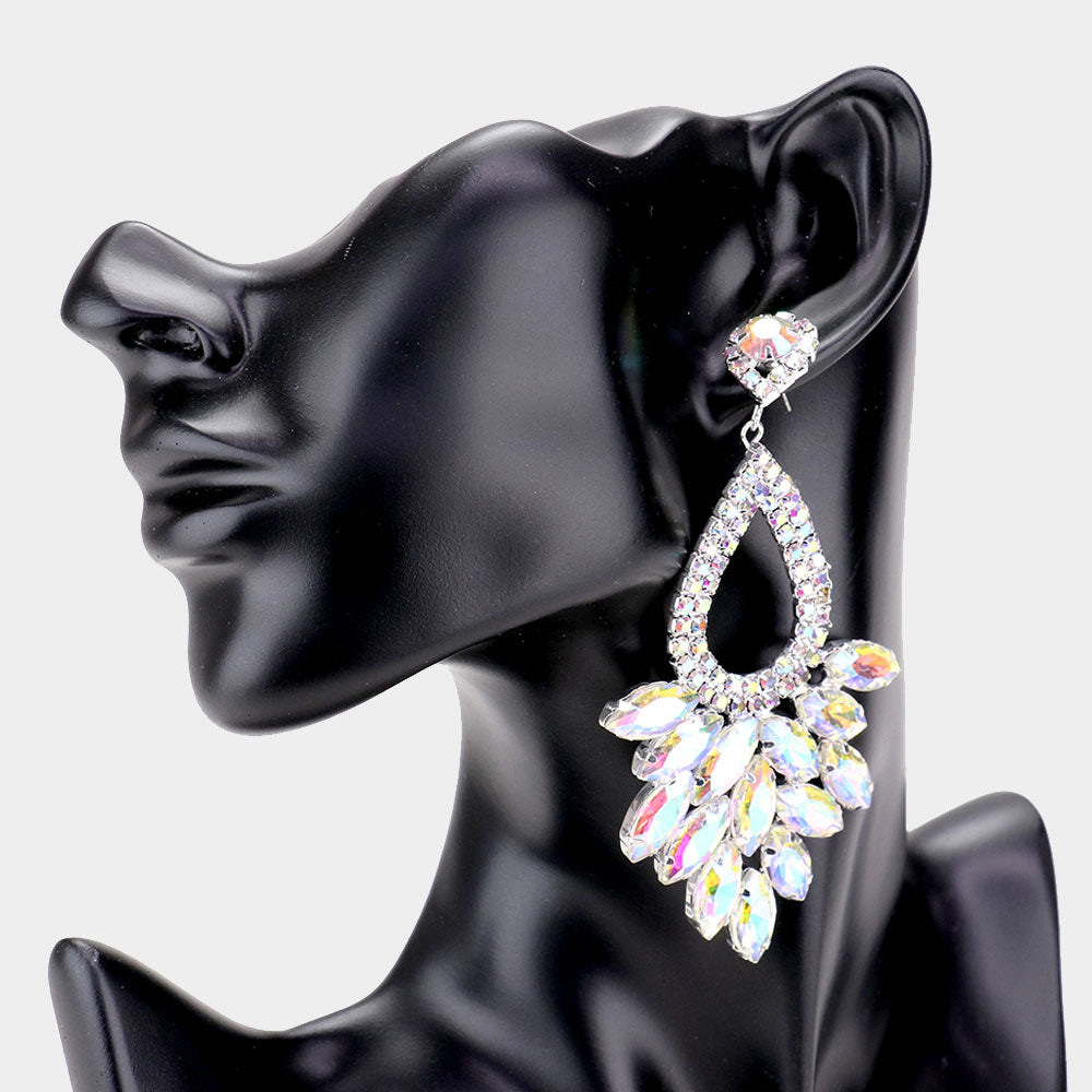 Elegant Marquise AB Crystal Cluster Chandelier Pageant Earrings / Prom Earrings