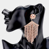 Peach Wide Crystal Rhinestone Fringe Pageant Earrings on Rose Gold | Prom Earrings
