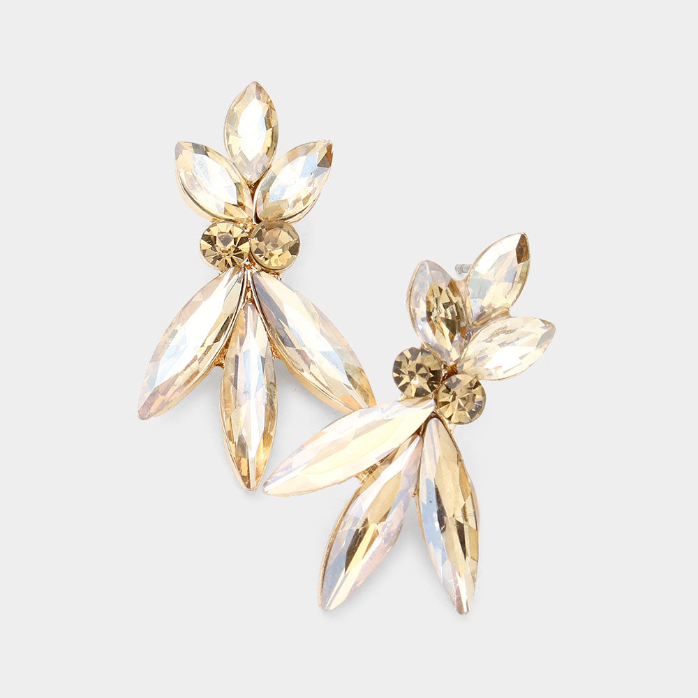 Light Topaz Crystal Marquise Stone Interview Earrings  | Young Girls Pageant Earrings | 514006