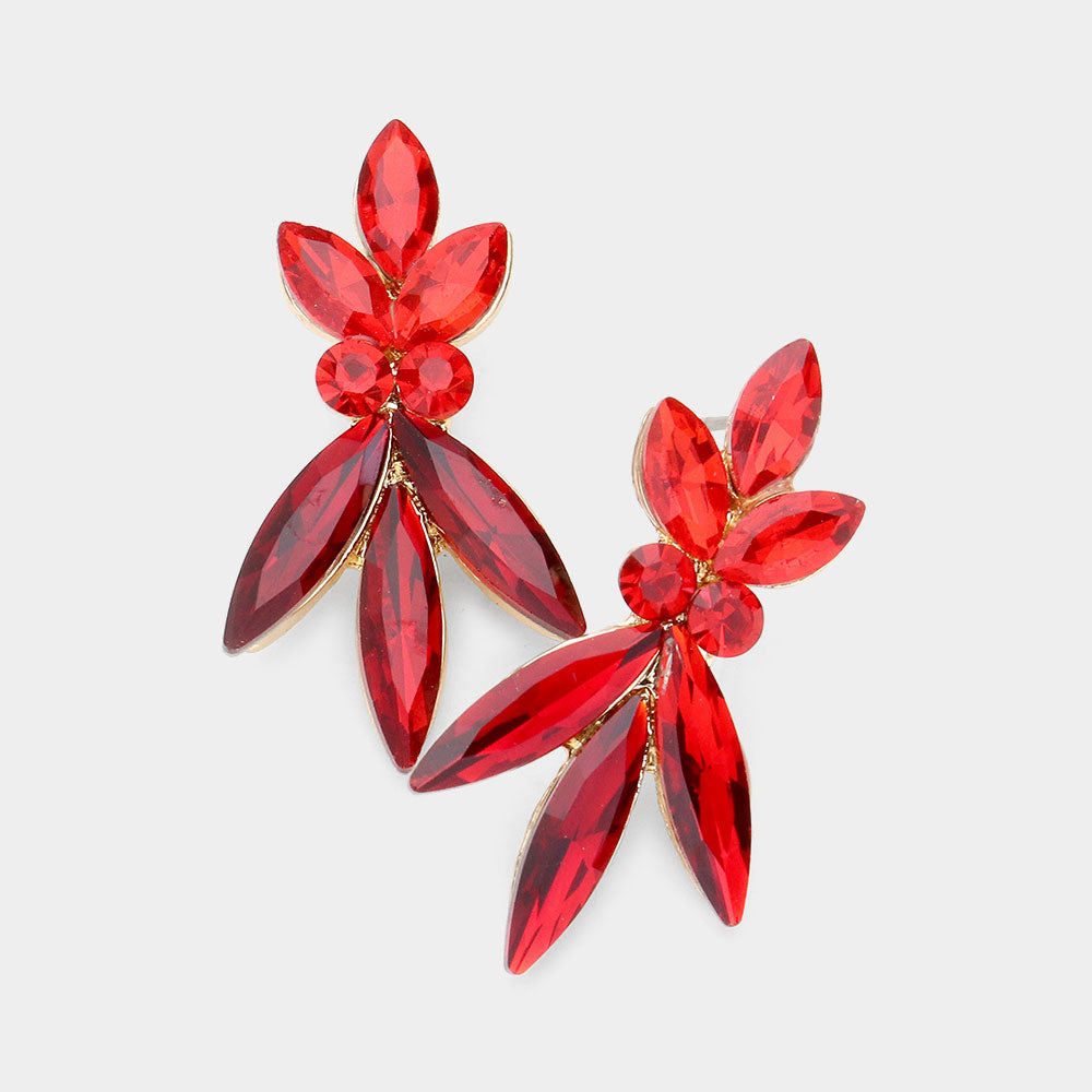 Red Crystal Marquise Stone Interview Earrings  | Young Girls Pageant Earrings