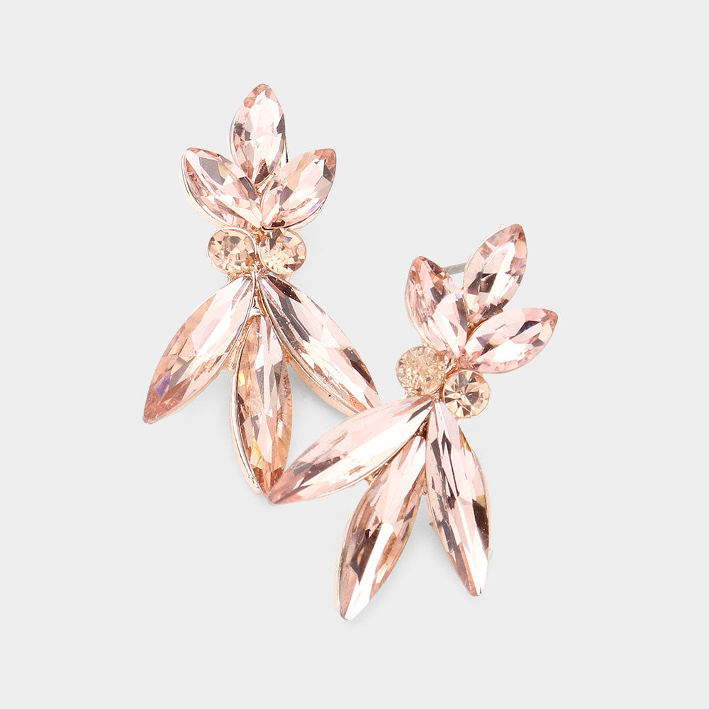 Peach Crystal Marquise Stone Interview Earrings  | Young Girls Pageant Earrings