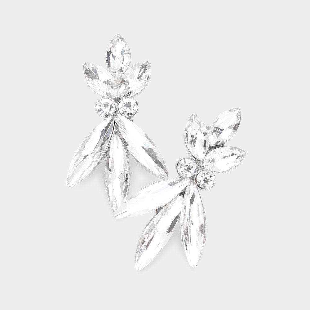 Clear Crystal Marquise Stone Interview Earrings  | Young Girls Pageant Earrings