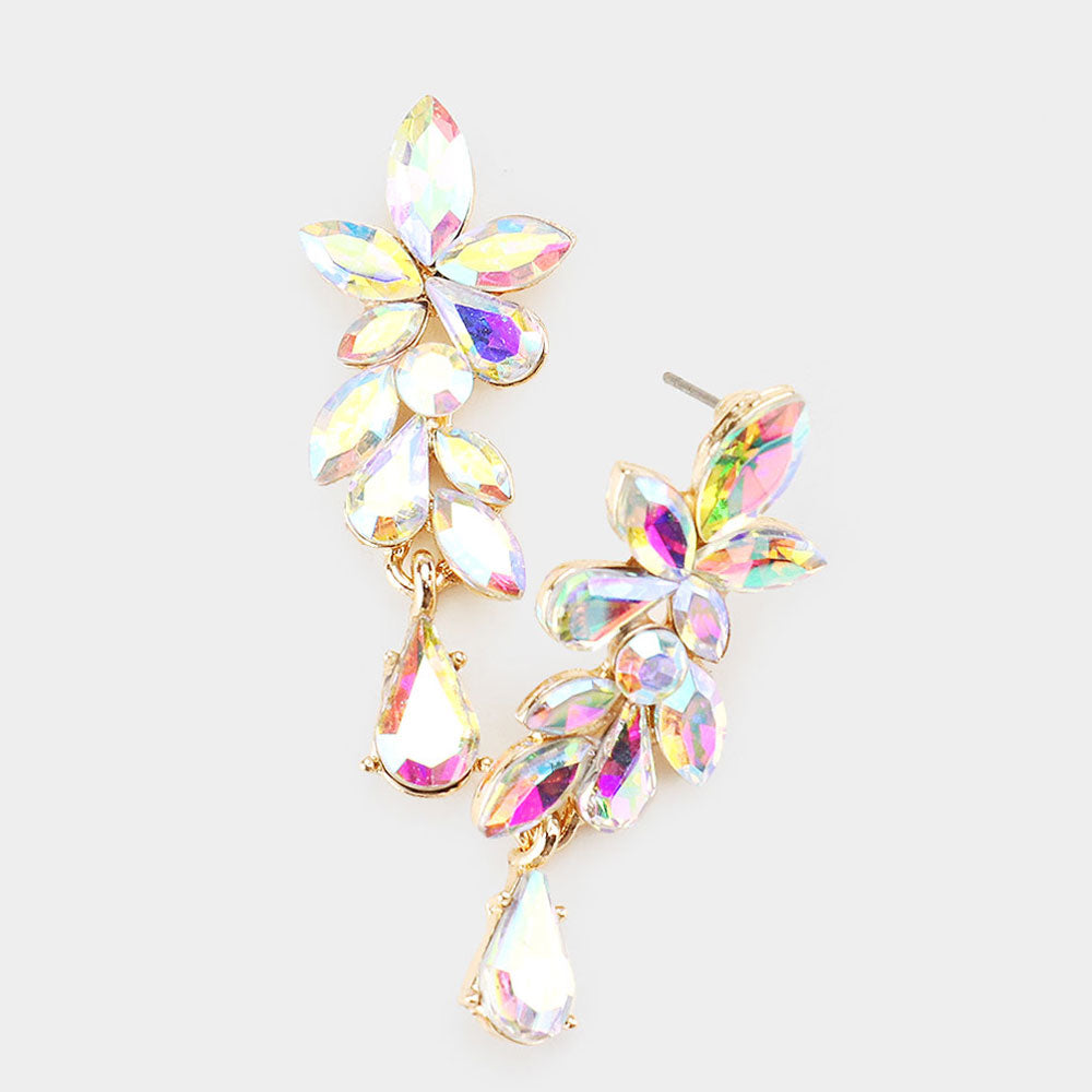 Small AB Crystal Teardrop Dangle Pageant Earrings 