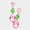 Pink & Green Triple Teardrop Earrings