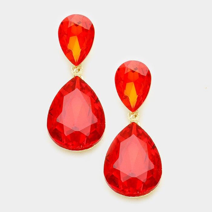 Red Teardrop Earrings 