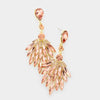 Peach Crystal Cluster Leaf Pageant Earrings on Gold