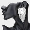 Clear Crystal Teardrop Stone Accented by Rhinestone Fringe Pageant Earrings