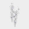 Clear Crystal & White Pearl Long Dangle Earrings 