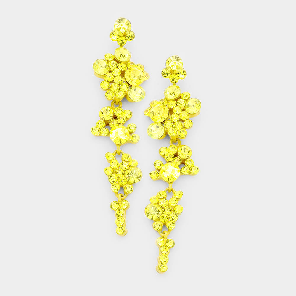 Yellow Crystal Long Dangle Earrings