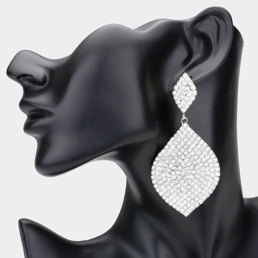 Elegant Clear Rhinestone Dangle Earrings  | Pageant Earrings | Prom Earrings