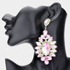 Large Pink & Green Crystal Marquise Stone Center Pageant Earrings  \ Prom Earrings 