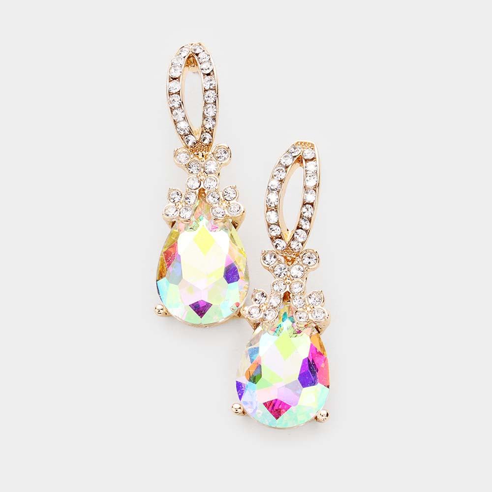 Small AB Crystal Teardrop Dangle Earrings 