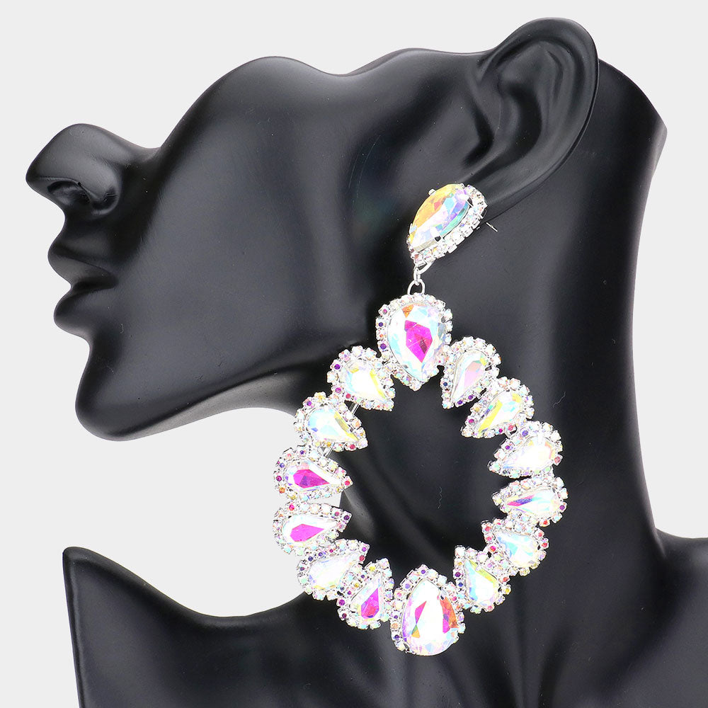 AB Crystal Open Circle Chandelier Earrings  Pageant Earrings