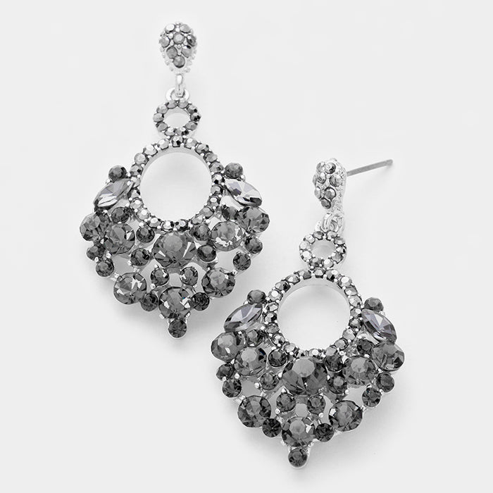 Little Girls Black Diamond Crystal Chandelier Pageant Earrings