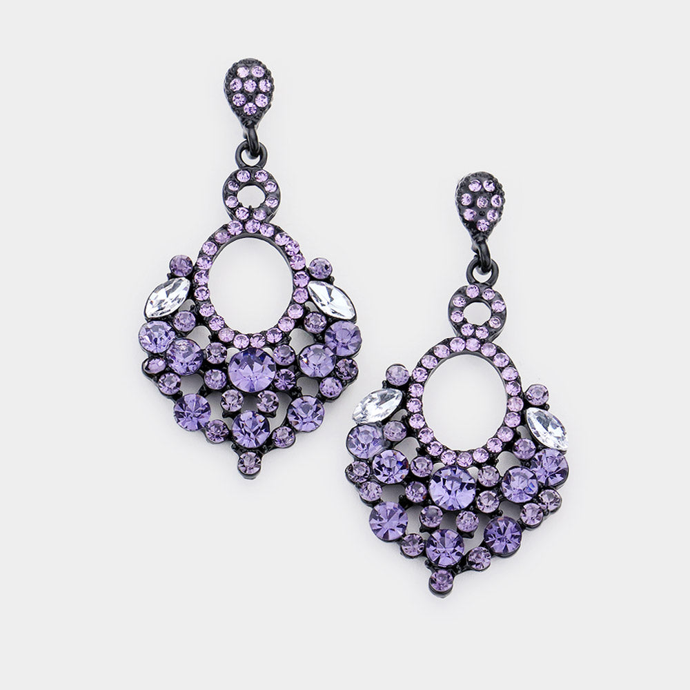 Little Girls Tanzanite Crystal Chandelier Pageant Earrings