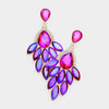 Purple AB Teardrop Accented Marquise Stone Cluster Stone Pageant Chandelier Earrings   | Prom Earrings