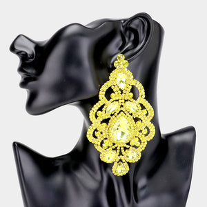 Large Yellow Crystal and Rhinestone Chandelier Earrings | 455358