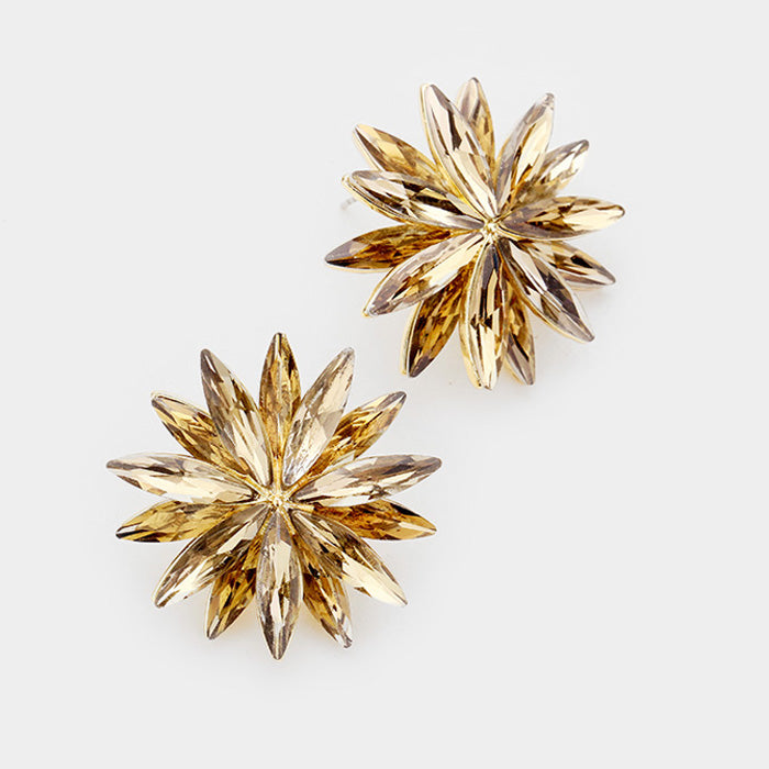 Topaz Crystal Flower Stud Earrings