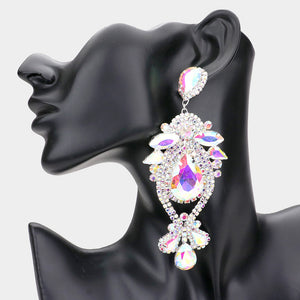 AB Oversized Multi Stoned Crystal Chandelier Pageant Earrings  | Statement Earrings