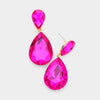 Fuchsia Crystal Double Teardrop Pageant Earrings for Little Girls