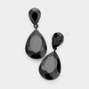 Black Crystal Double Teardrop Pagent Earrings for Little Girls