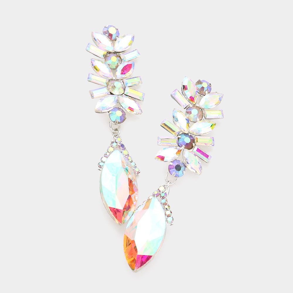 AB Multi Stone Dangle Pageant Earrings  | Prom Earring