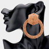 Peach Rhinestone Embellished Open Circle Pageant Earrings | Prom Earrings