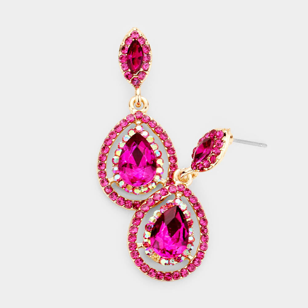 Little Girls Fuchsia Pageant Earrings