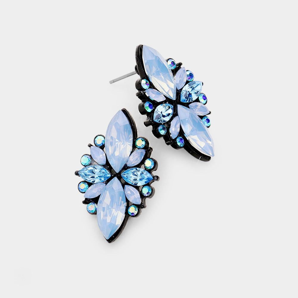 Elegant Opal Crystal Stud Floral Earrings | 458500