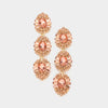 Peach Triple Drop Crystal Dangle Earrings