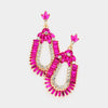 Baguette Cut Fuchsia Crystal Rhinestone Pageant Earrings | Prom Earrings