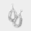 Baguette Cut Clear Crystal Rhinestone Pageant Earrings on Silver | Prom Earrings