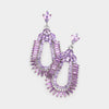 Baguette Cut Fuchsia Crystal Rhinestone Pageant Earrings | Prom Earrings