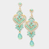 Mint Crystal Heart and Teardrop Earrings