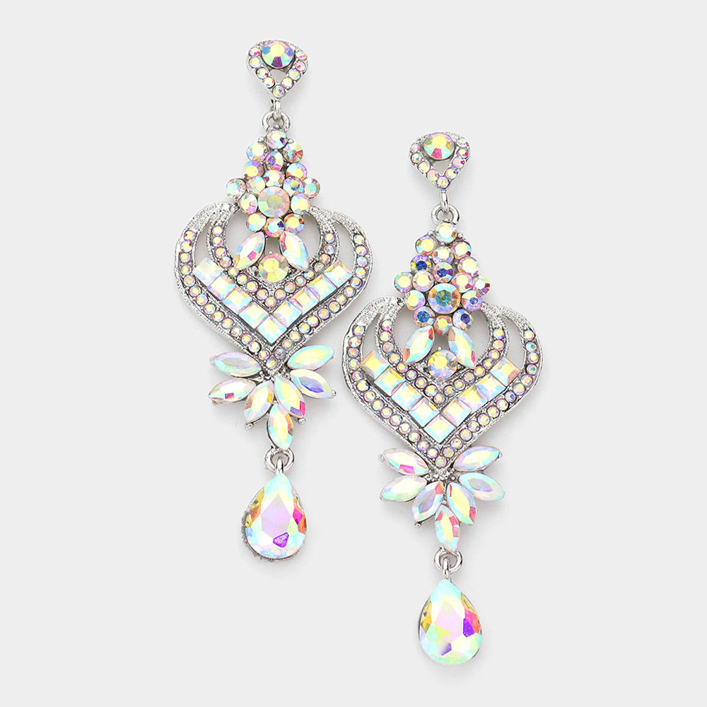 AB Crystal Heart and Teardrop Earrings | 544100