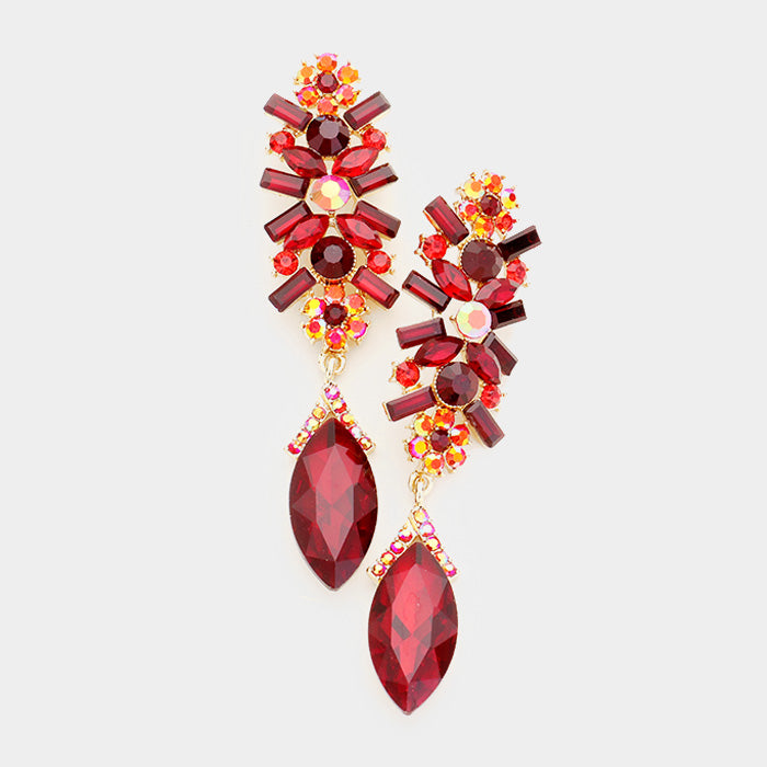Red Marquise crystal earrings