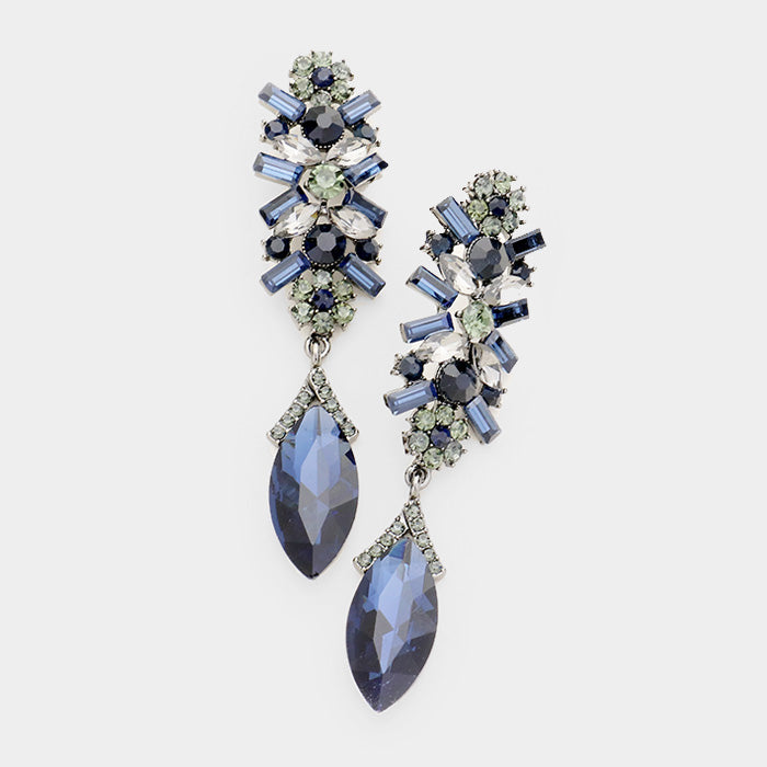 Navy Marquise crystal earrings