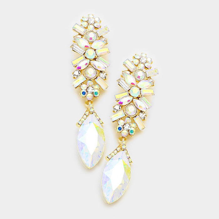 AB Marquise crystal earrings on Gold