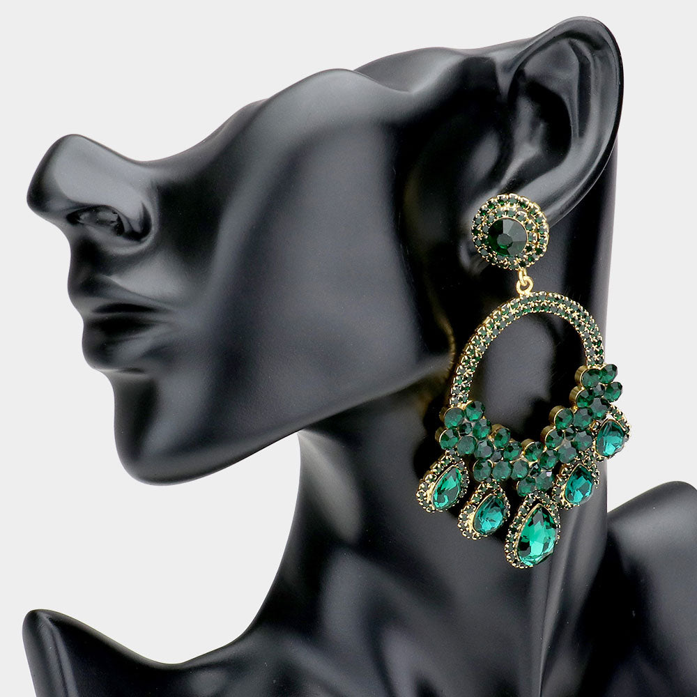 Emerald green prom earrings on sale