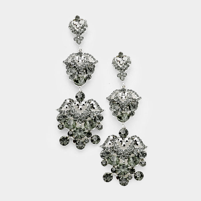 Black Diamond Crystal Dangle Earrings | Lauren | 201124