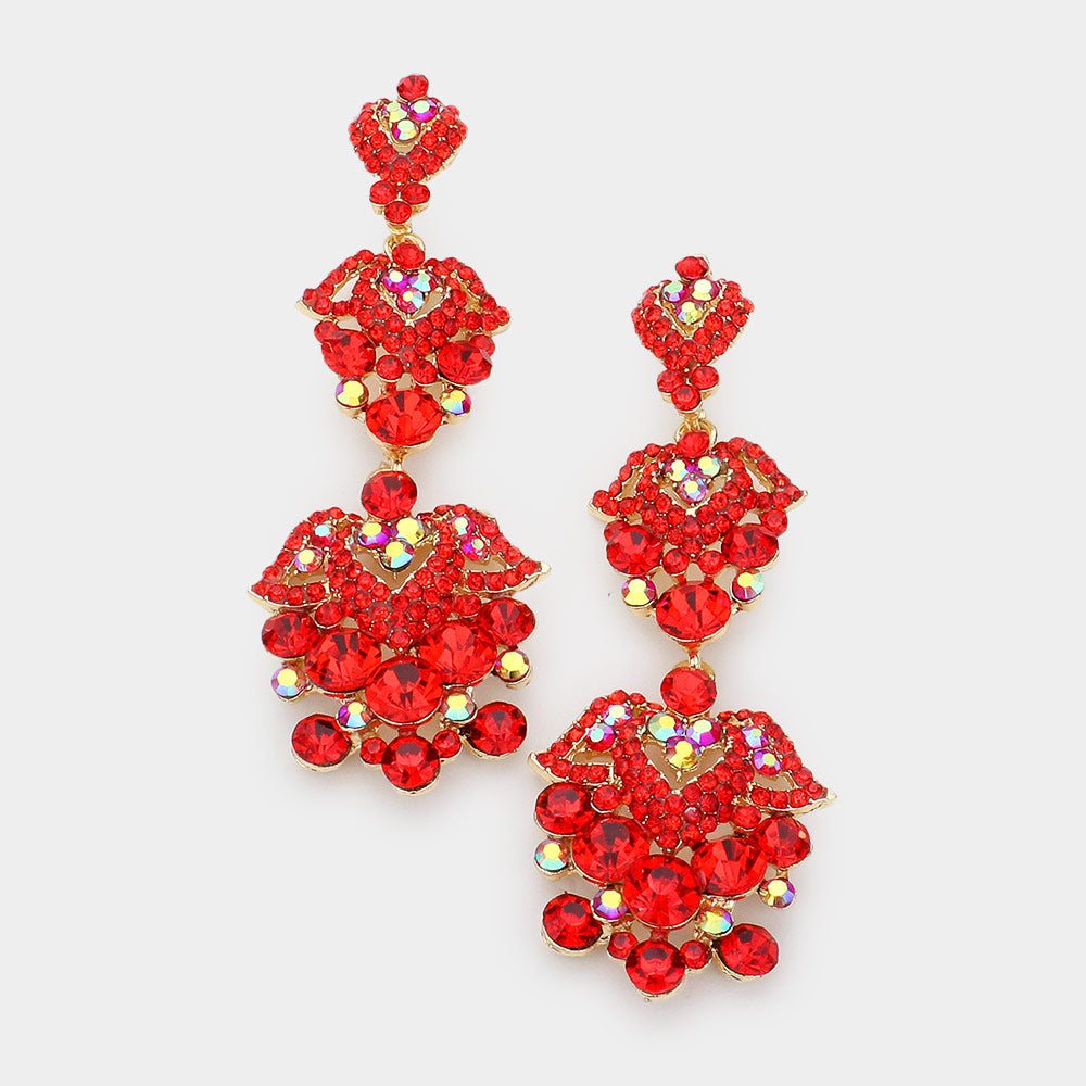 Light Red Crystal Dangle Earrings | Lauren 