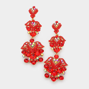 Light Red Crystal Dangle Earrings | Lauren 