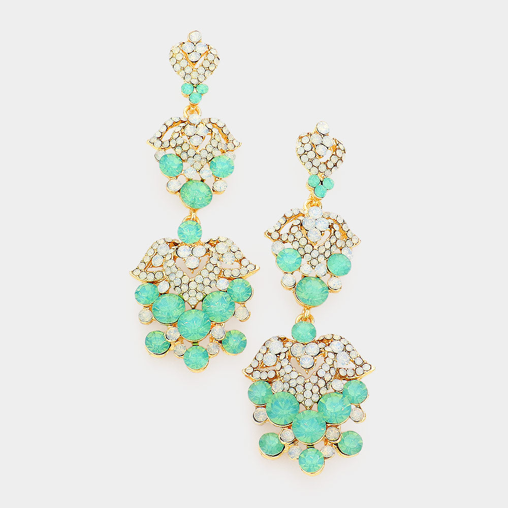 Mint Crystal Dangle Earrings | Lauren 
