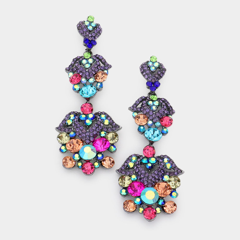 Multi-Color Crystal Dangle Earrings | Lauren 