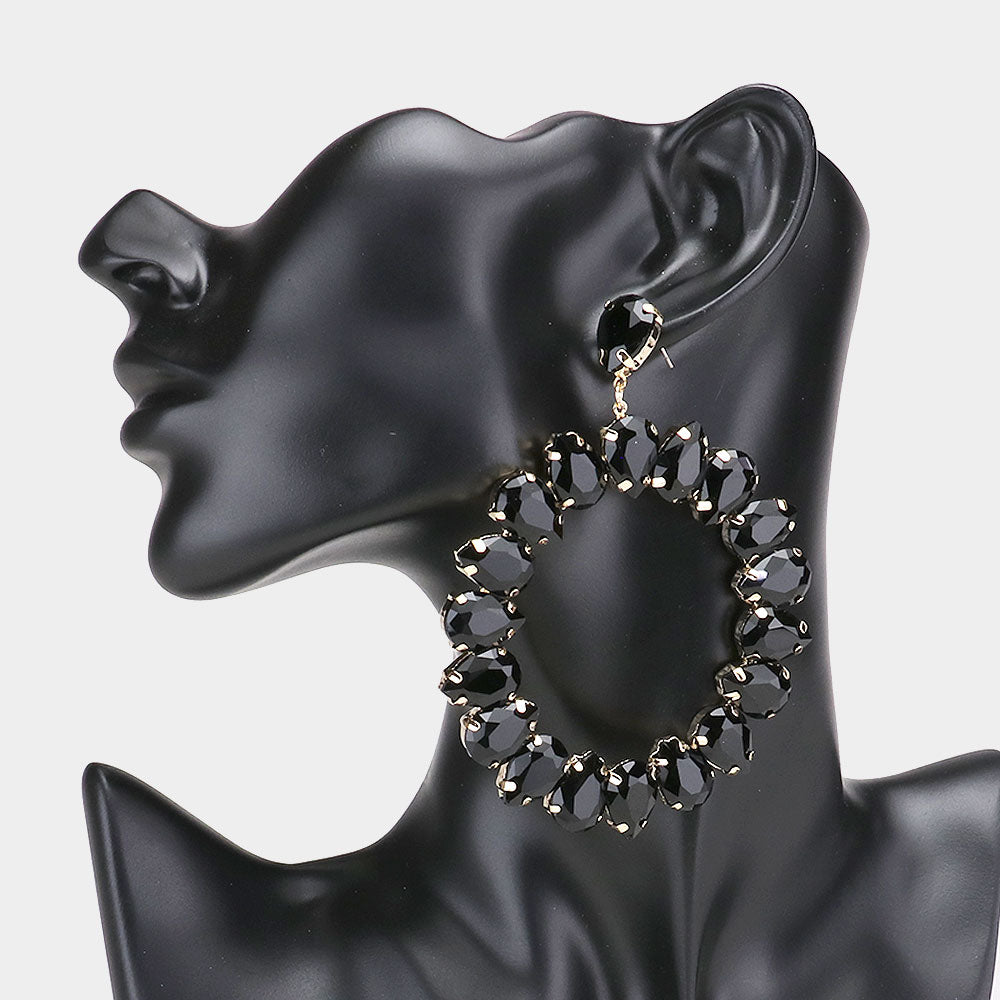 Big black earrings sales