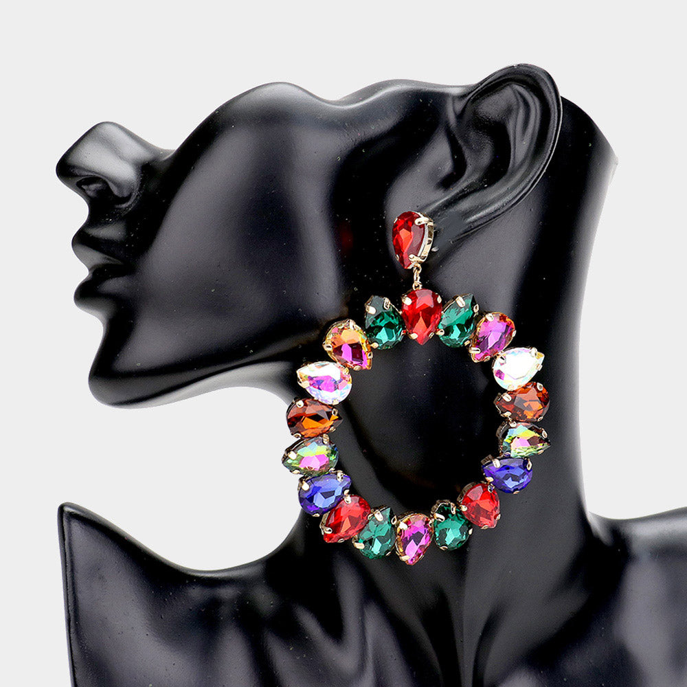 Colorful rhinestone earrings sales